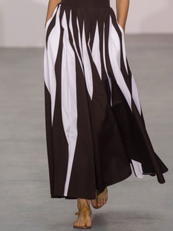 Vintage Elegant Plain Color-block Plus Size Sleeveless Casual Weaving Dress