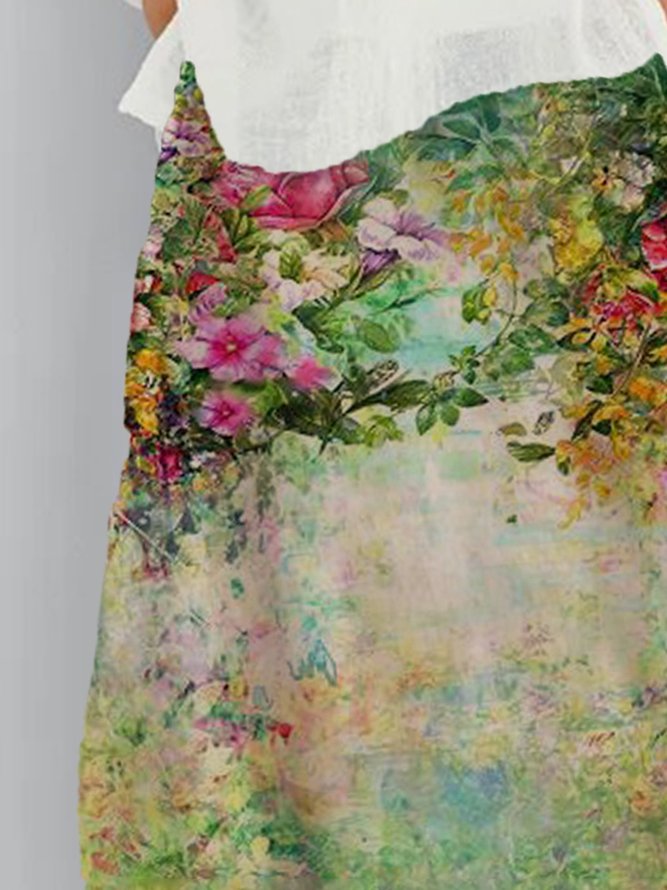 New Women Chic Vintage Floral Boho A-Line Vintage Skirt