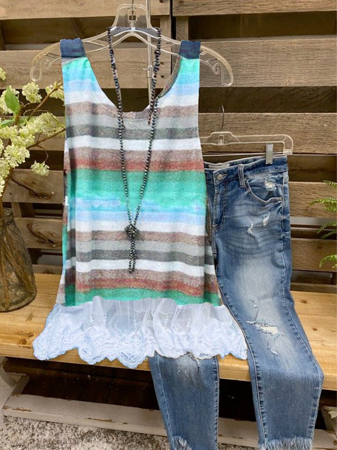 Ombre/tie-Dye Paneled Lace Jersey T-shirt