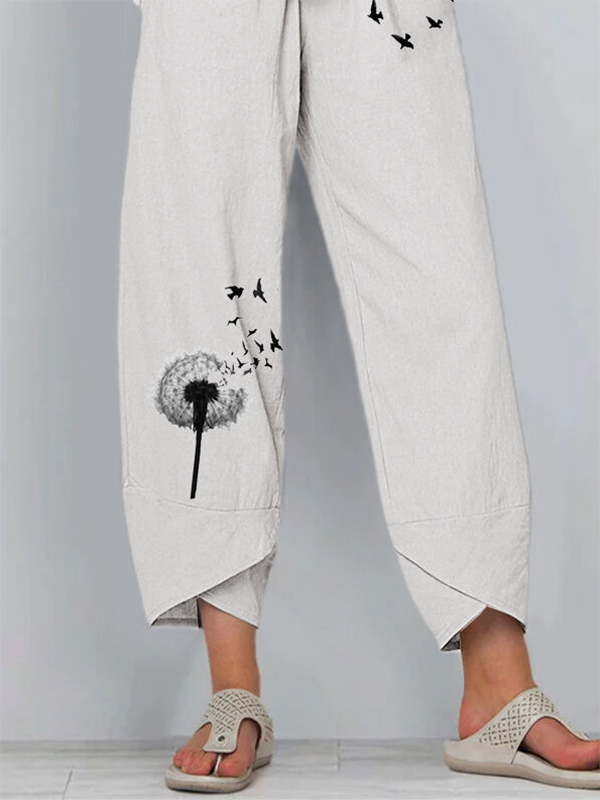 Cotton-blend Printed Casual Home Beach Holiday Pants