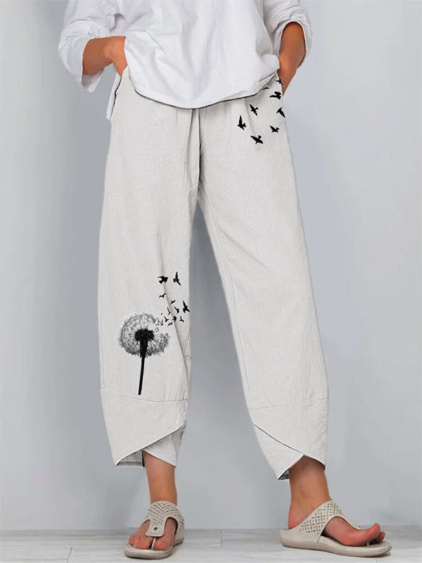 Cotton-blend Printed Casual Home Beach Holiday Pants