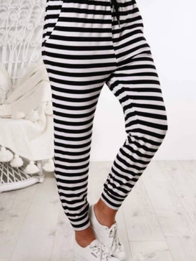 Cotton-Blend Stripes Sweatpants