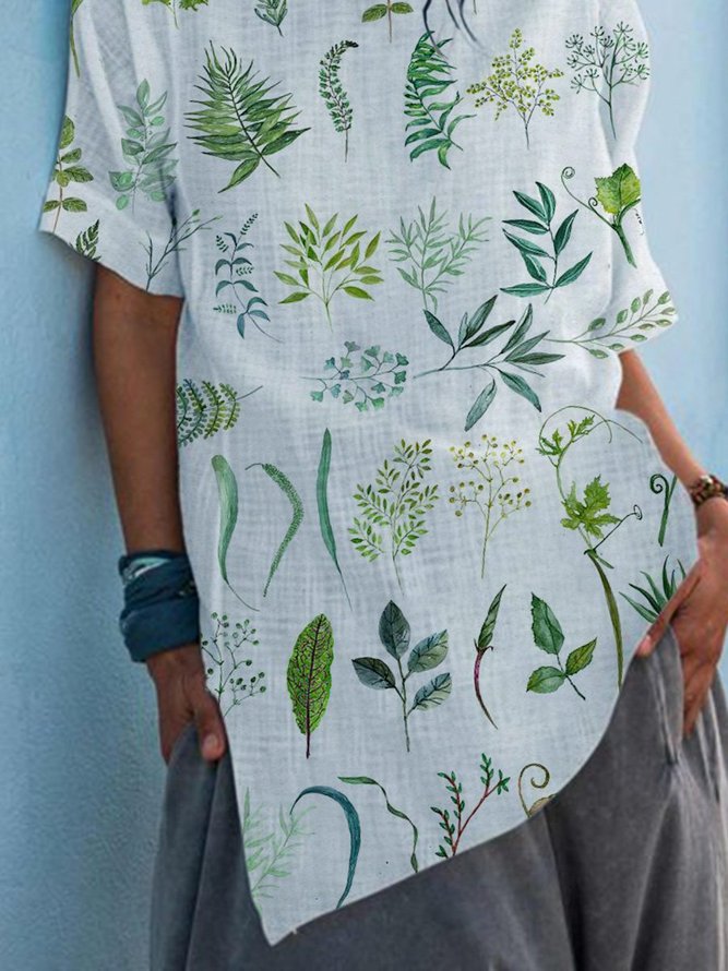 Outdoor Plants Short Sleeve Crew Neck Shirts & Tops