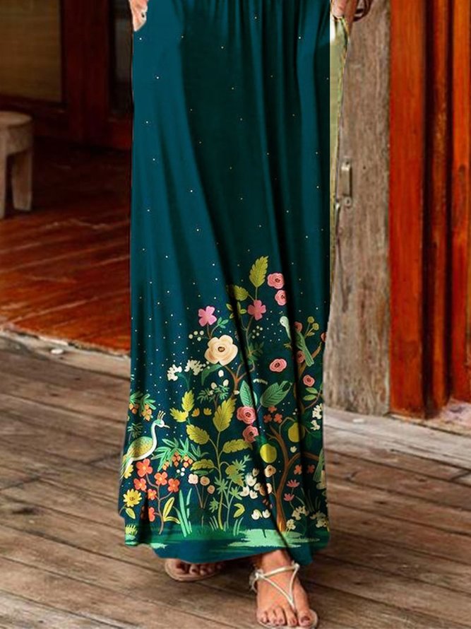 Boho Sexy Strapless Floral Cotton-Blend Sleeveless Knitting Dress