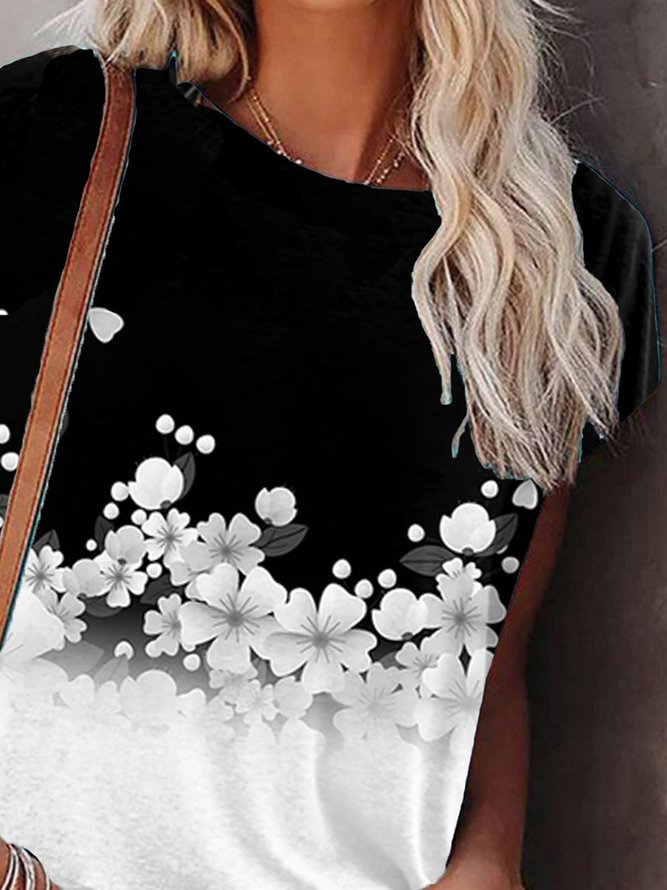 Floral Short Sleeve Casual T-shirt