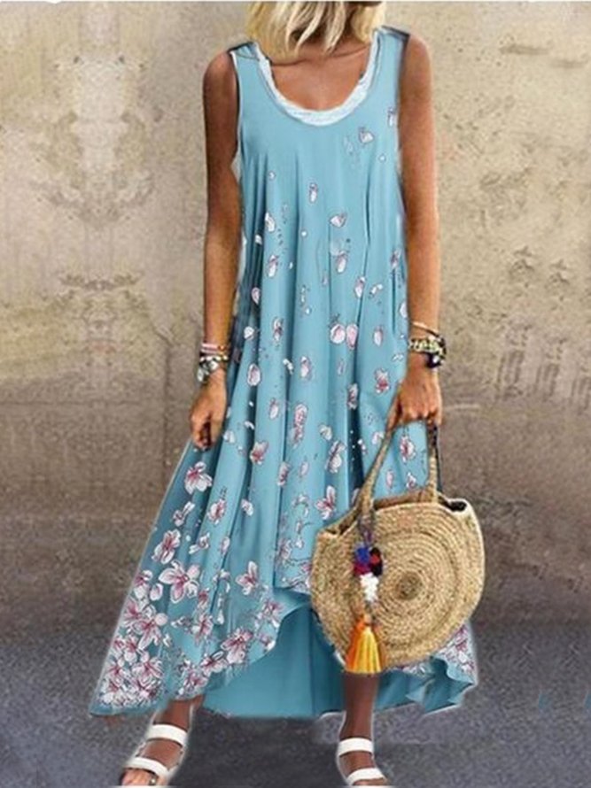 New Women Chic Plus Size Vintage Boho Hippie Floral Sleeveless Casual ...