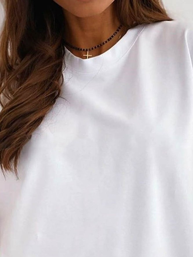 Cotton-Blend Short Sleeve Color-Block T-shirt