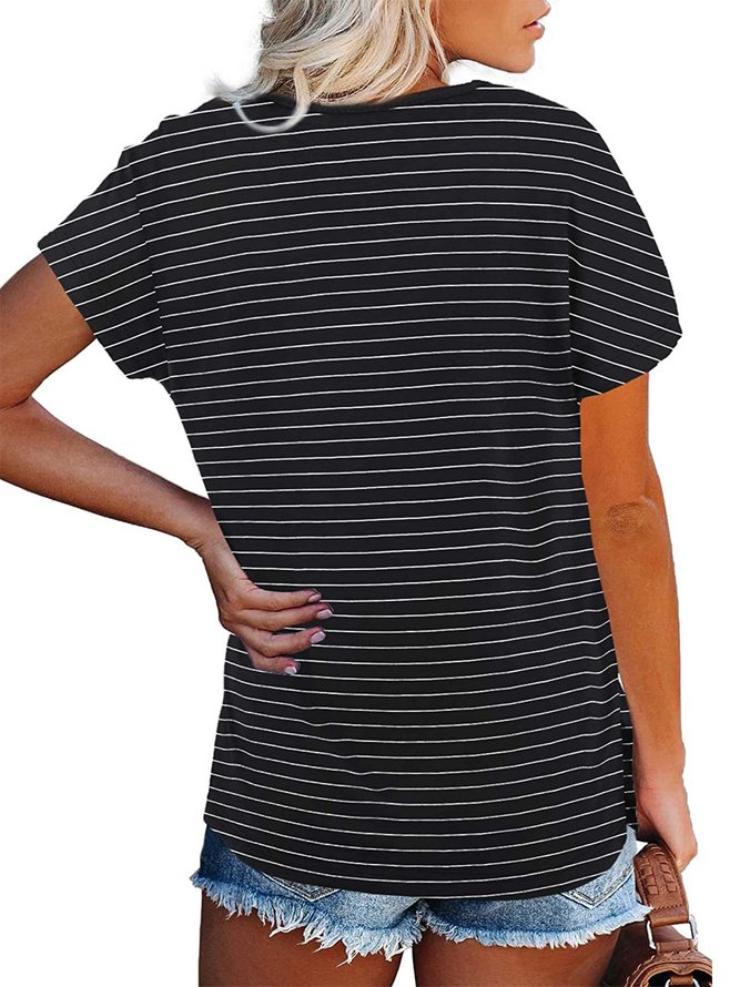 Cotton-Blend Stripes Vintage Shift T-shirt