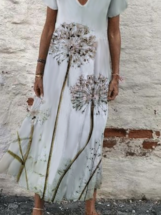 Casual Short Sleeve Maxi Weaving Dress