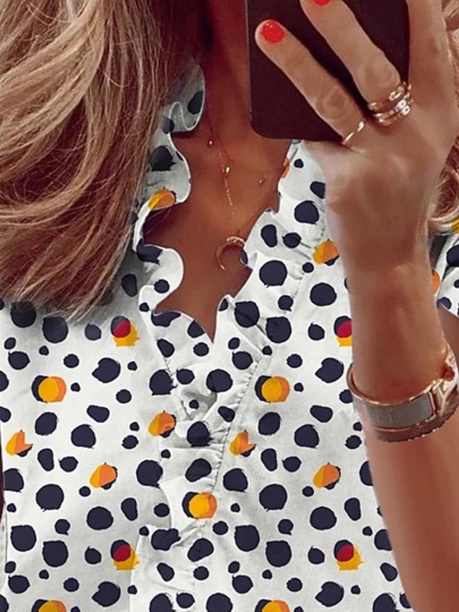 Casual Short Sleeve Printed Blouse