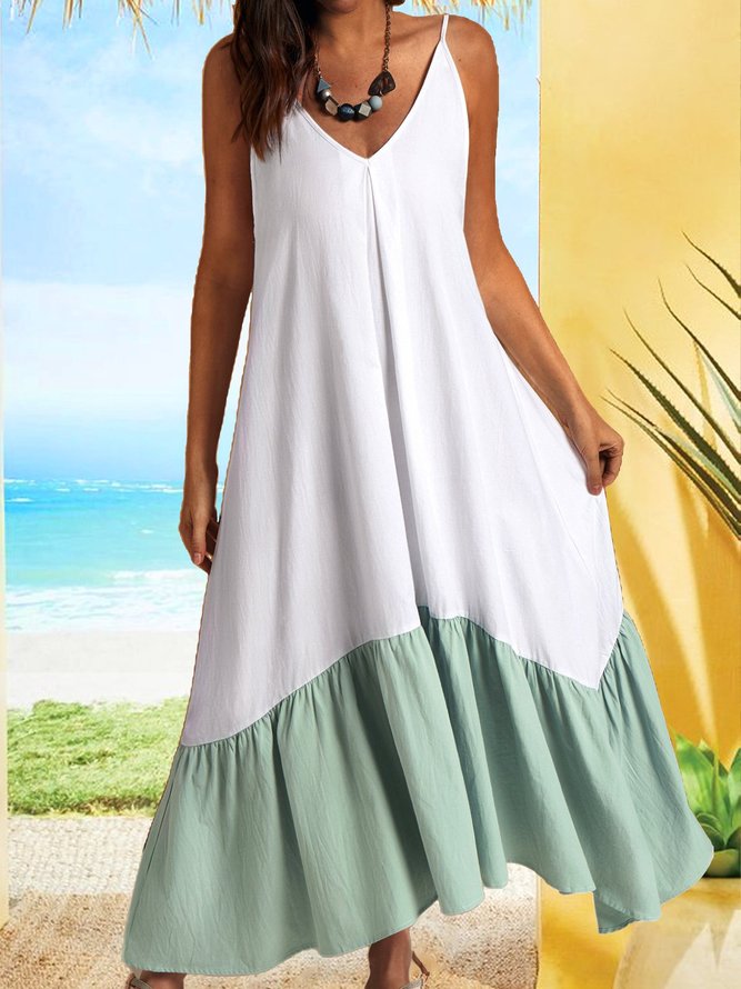 Cotton ALine SpaghettiStrap Weaving Dress noracora