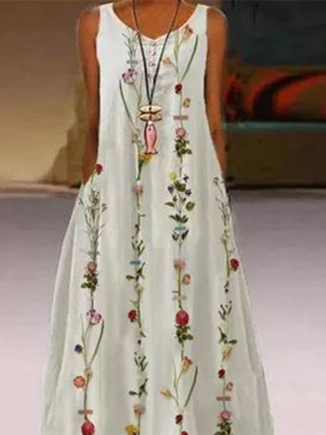 Floral Sleeveless Resort Weaving Dress noracora