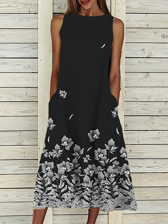 Casual Sleeveless Floral Dres...