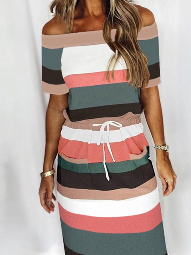 CottonBlend Short Sleeve Knitting Dress noracora