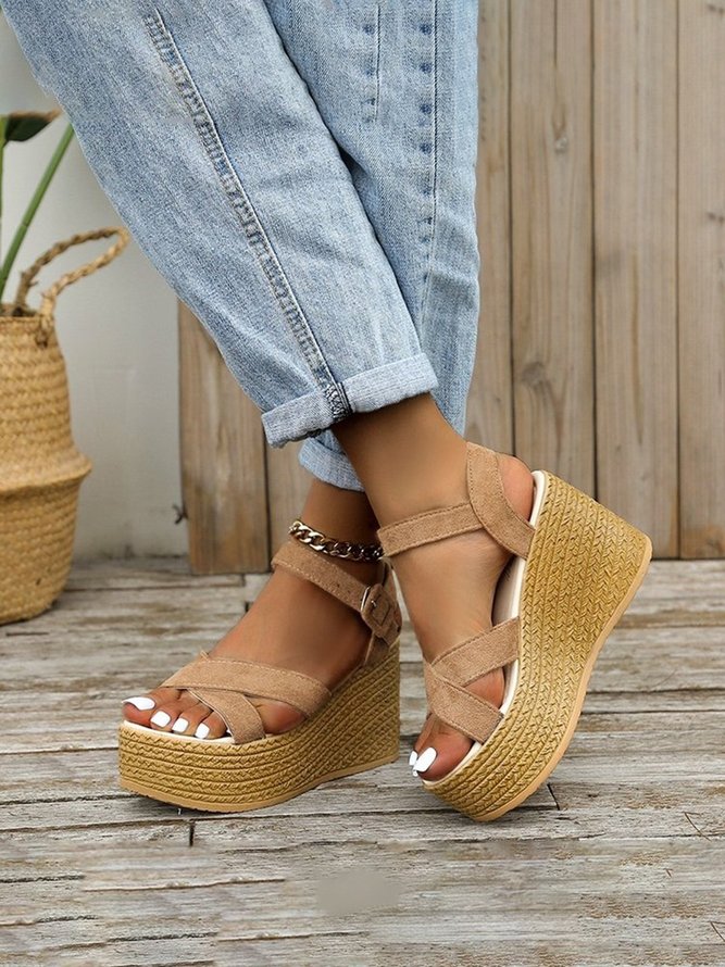 Vacation Style Platform Sandals With Wedge Heel