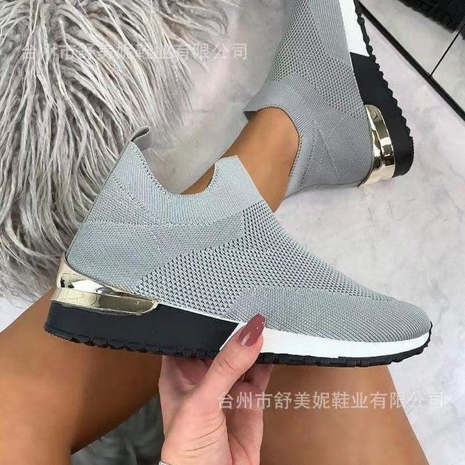 Sock shoes stretch cloth shoes casual foot wedge heel Sneakers