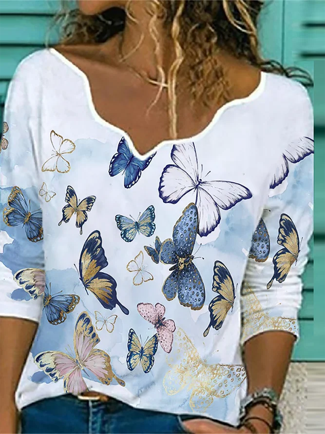 Butterfly Printed Shift Shirt...