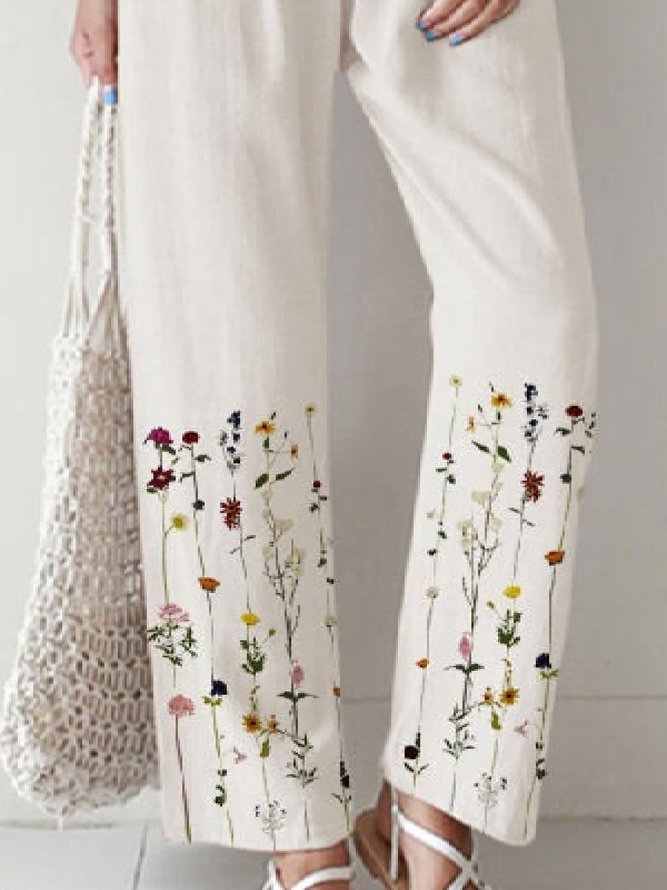 Casual Floral Printed Pants