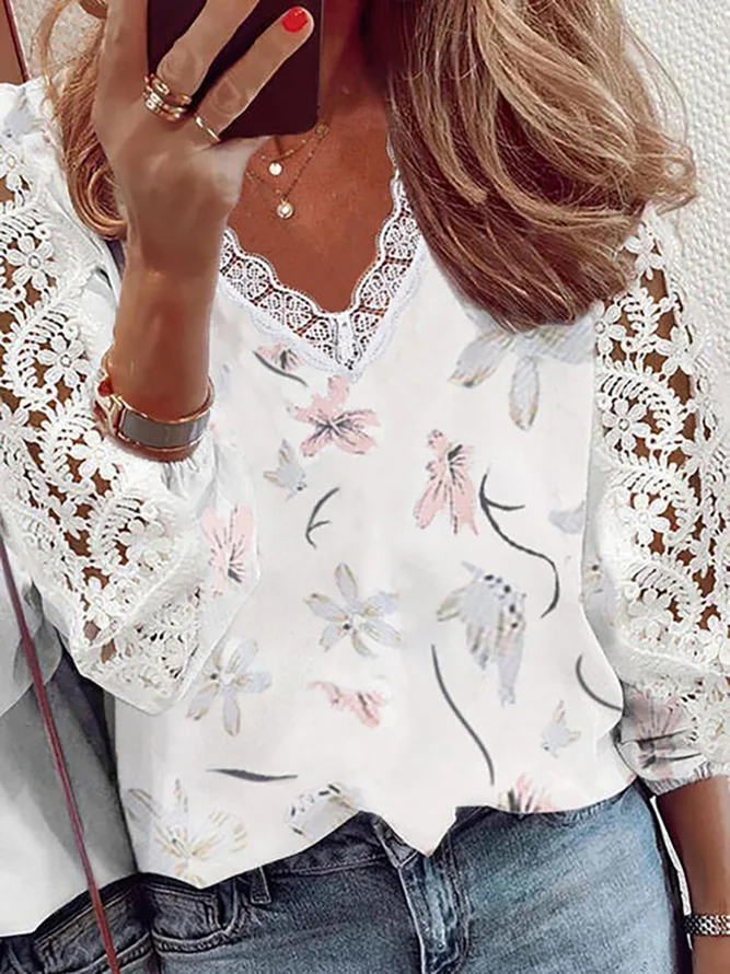 Floral Long Sleeve Shirts & T...
