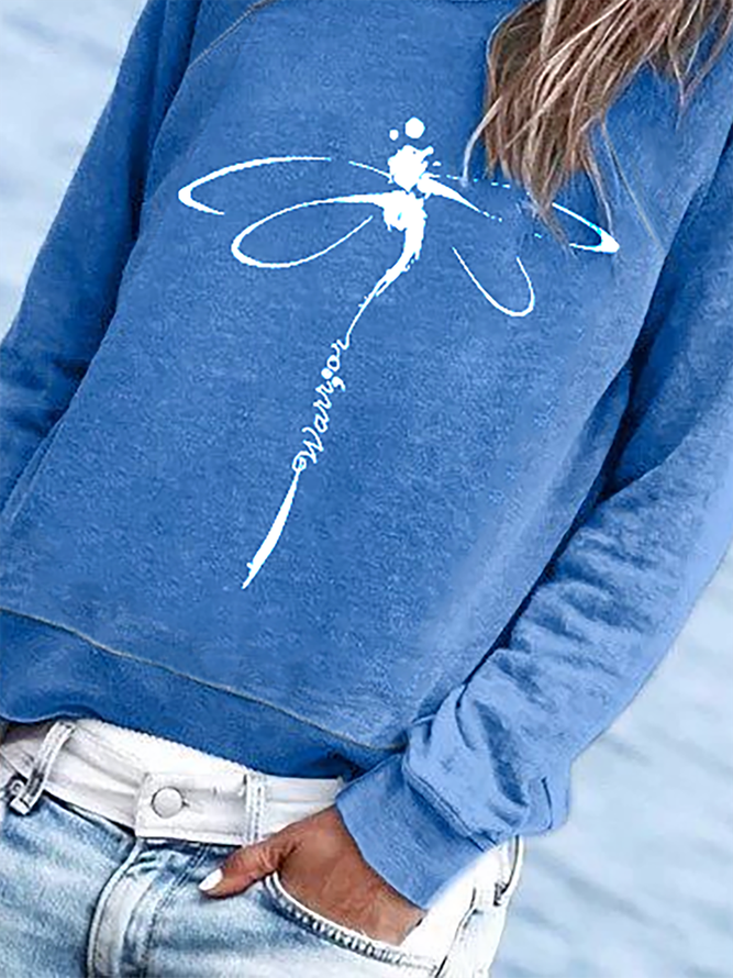 Plus size Long Sleeve Dragonfly Printed Sweatshirts