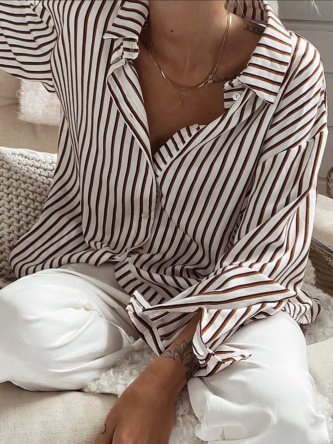 Plus size Striped Casual Blouse