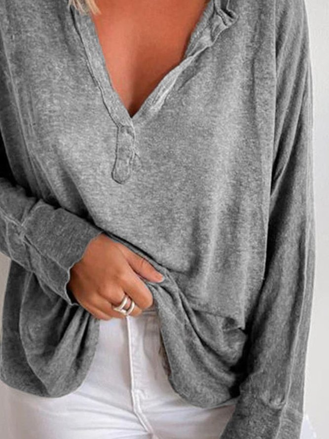 Casual Solid Long Sleeve T-shirt