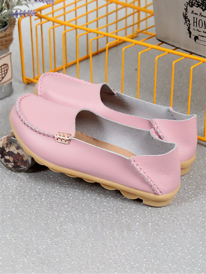 Simple Set Foot Casual Shoes With Metal Buckle