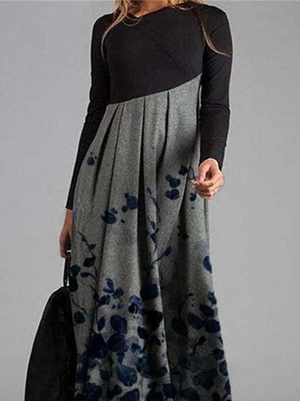 Printed Patchwork Casual Long Knitting Dress