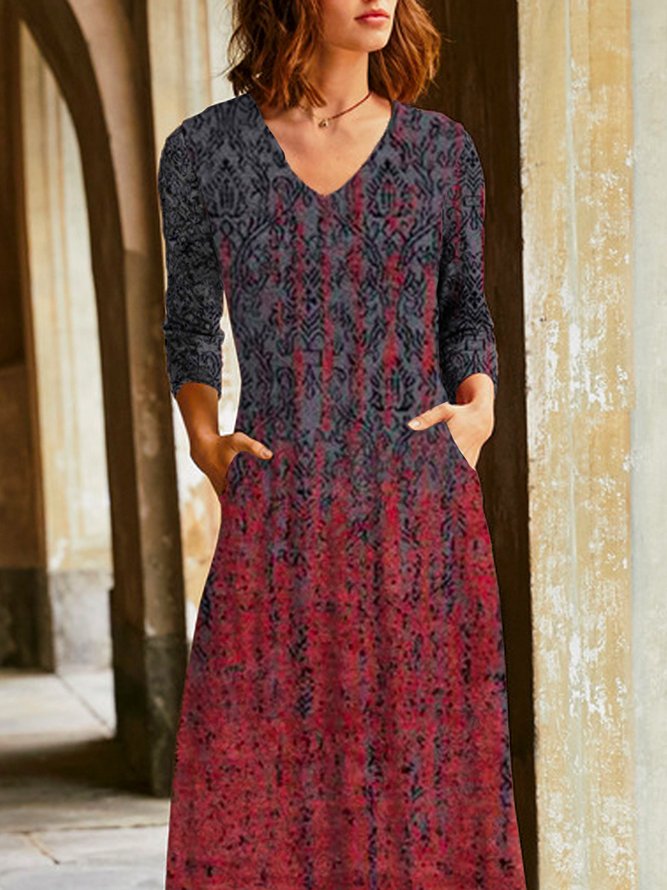 V Neck Cotton Maxi Dress noracora