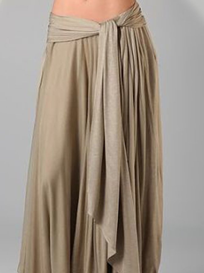 Plain Casual Khaki Skirt noracora