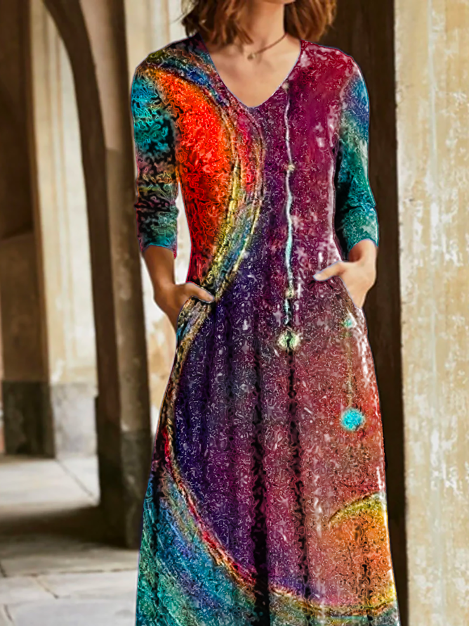 Plus size Printed Casual Knitting Dress