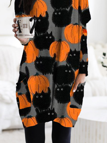 Halloween Loose Casual Cotton Animal Off Shoulder Sleeve Shorts