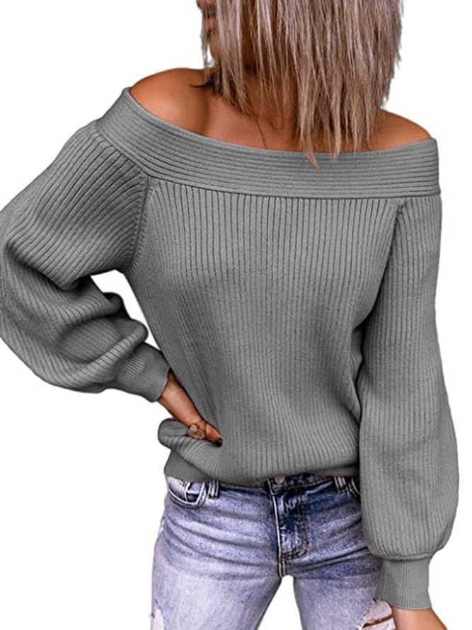 Vintage Off The Shoulder Loosen Sweater