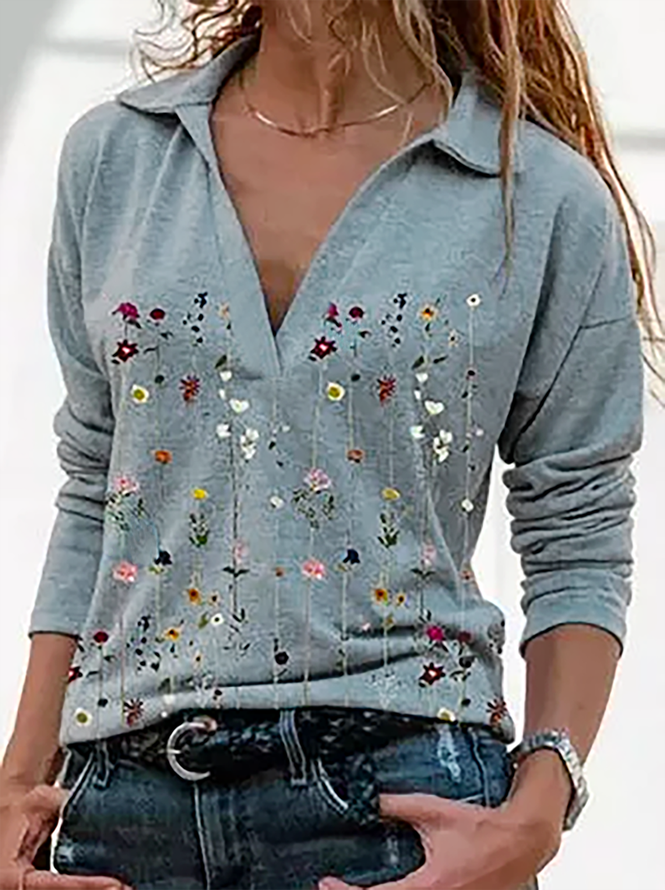 Plus size Floral Printed Casual T-shirt