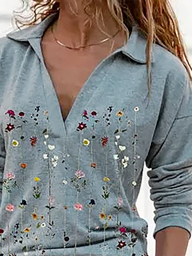 Plus size Floral Printed Casual Shirts & Tops