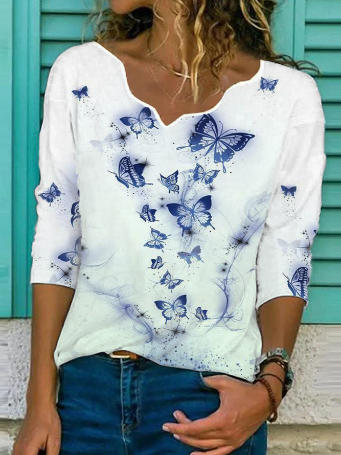 Plus size Butterfly Casual Shirts & Tops