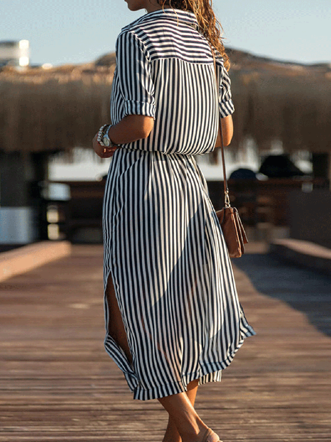 Casual Buttoned Printed Dresses