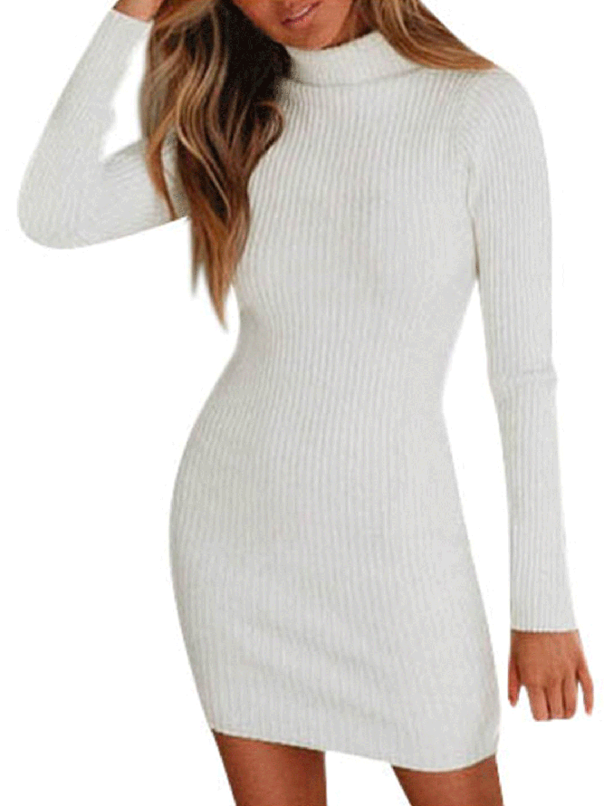Slim Fit Casual High Neck Dresses