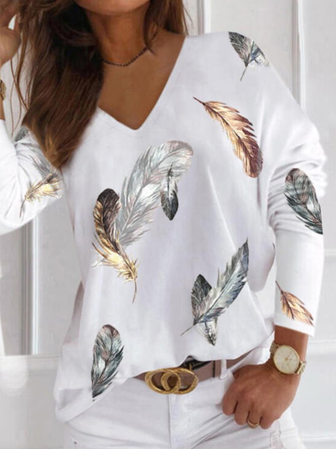 Casual Feather Shirts & Tops