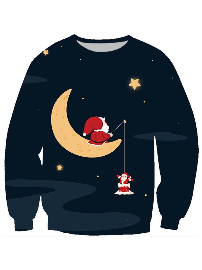 Christmas Graphic Long Sleeve Loose Sweatshirt
