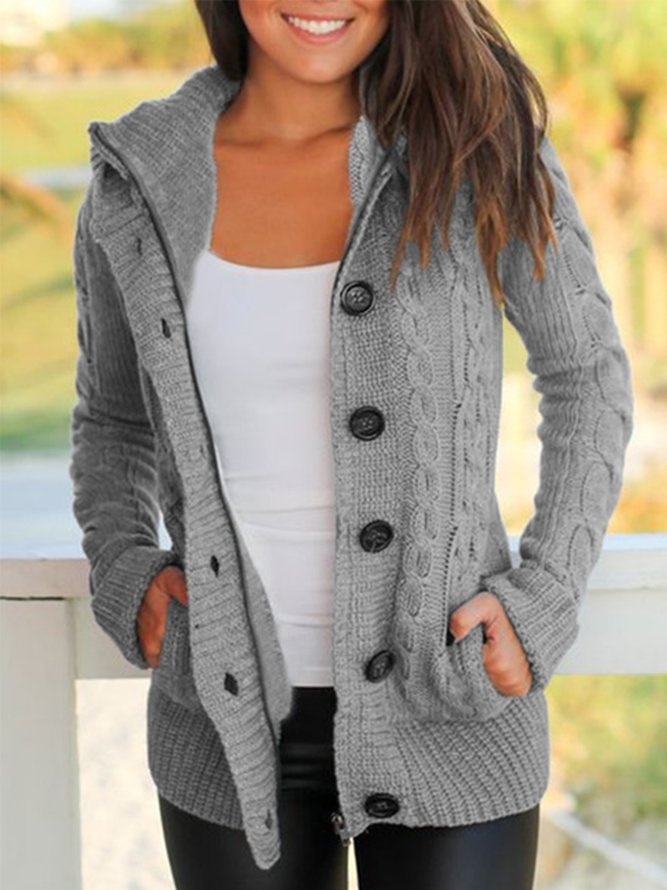 Casual Long Sleeve Plain Sweater coat
