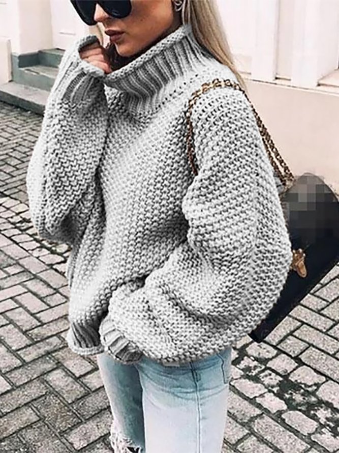 Neck Long Sleeves Knitted Swe...