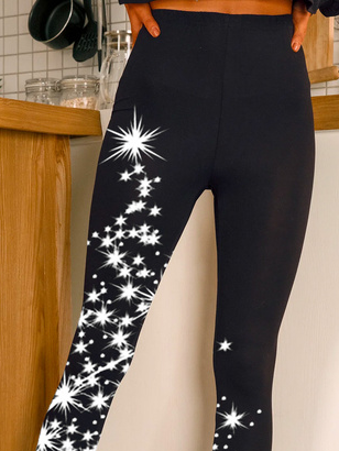 Star Print High Stretch Skinny Pants