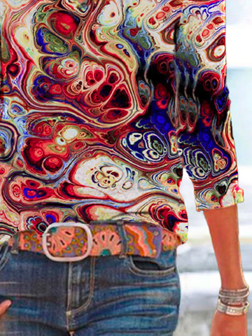 Regular Fit Hippie Abstract Tunic Top