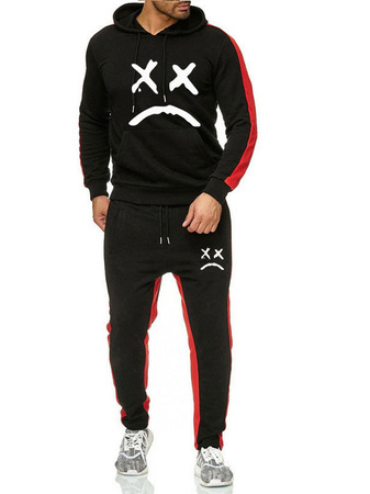 Fun Graphic Stitching Hooded Casual Suit