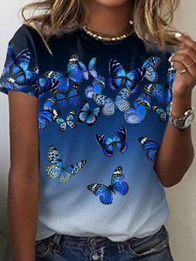 Butterfly Cotton Blends Shirts & Tops