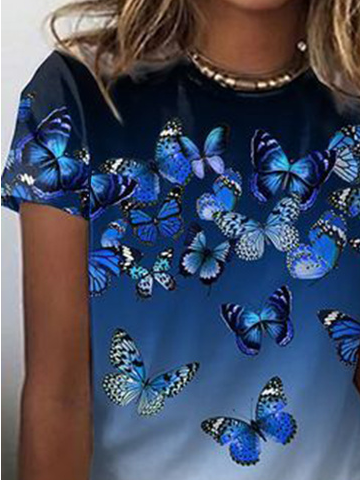 Butterfly Cotton Blends Shirts & Tops