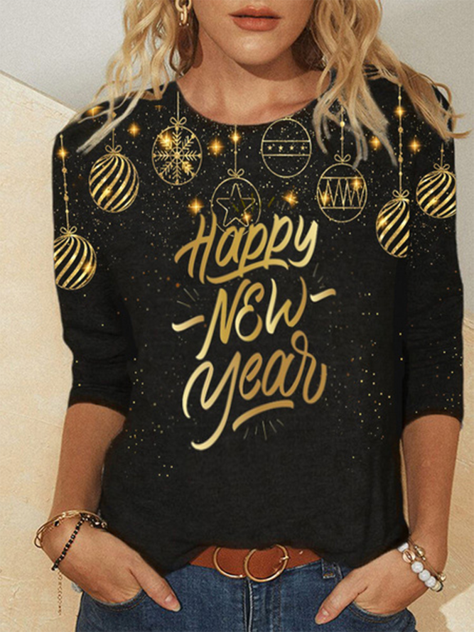 Happy New Year Casual Long Sleeve Shirts & Tops