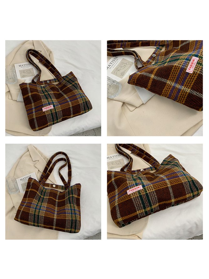 Vintage Check Shoulder Shopper Bag | noracora