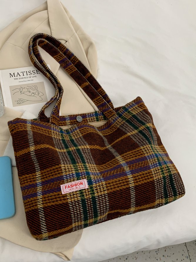 Vintage Check Shoulder Shopper Bag | noracora